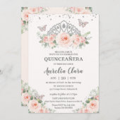 キンセアニラ赤面ピンクフローラティアラ蝶 招待状 (正面/裏面)