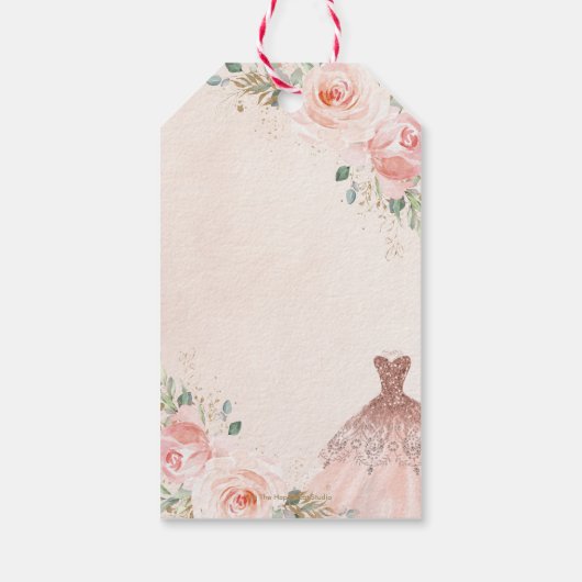 キンセアニラ赤面ピンクフローラドレス誕生日のお気に入り ギフトタグ (裏面)