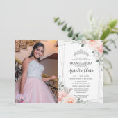 キンセアニラ赤面ピンクフローラバラバタフライフォト 招待状 (スタンド正面)