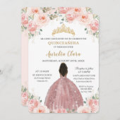 キンセアニラ赤面ピンクフローラバラ金ゴールドブラウンガール 招待状 (正面/裏面)