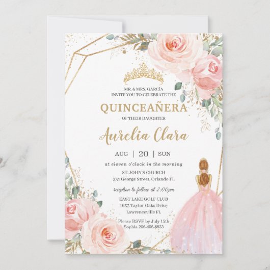 キンセアニラ赤面ピンクフローラミクリンスアノス 招待状 (正面)