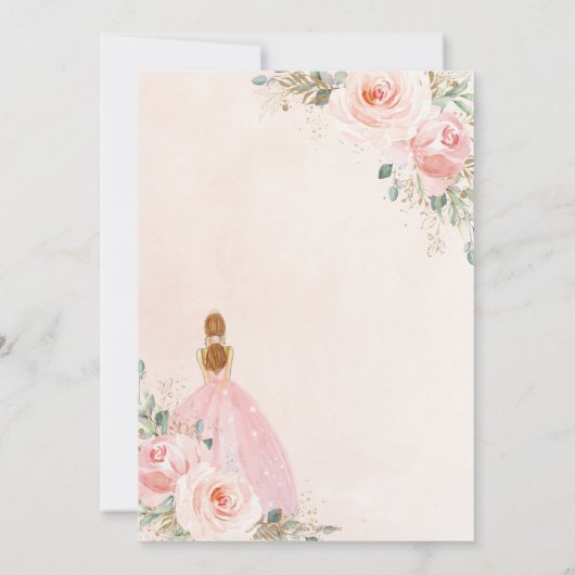 キンセアニラ赤面ピンクフローラ幾何学的誕生日 招待状 (裏面)