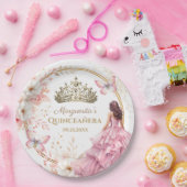 キンセアニラ赤面ピンクフローラ金ゴールドティアラバタフライ ペーパープレート (パーティー)