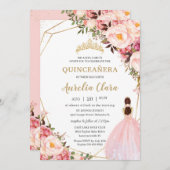 キンセアニラ赤面ピンクフローラ金ゴールドプリンセス 招待状 (正面/裏面)