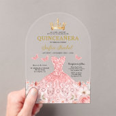 キンセアニラ赤面ピンクローズフローラバタフライ アクリル招待状 (インサイチュ (ポータブル))