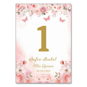 キンセアニラ赤面ピンクローズフローラバタフライ テーブルナンバー