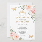 キンセアニラ赤面ピンクローズローズバタフライクラウン 招待状 (正面)