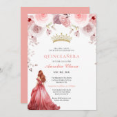 キンセアニラ赤面ピンクローズローズバタフライティアラ 招待状 (正面/裏面)