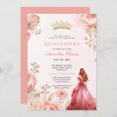 キンセアニラ赤面ピンクローズローズバタフライティアラ 招待状 (正面/裏面)