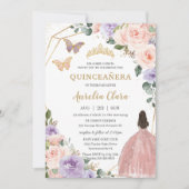 キンセアニラ赤面ピンク薄紫パープルフローラ16日 招待状 (正面)