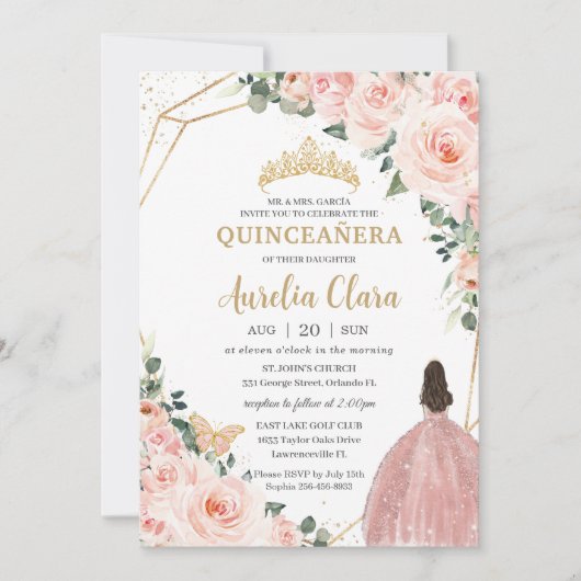 キンセアニラ赤面フローラプリンセス金ゴールドクラウン 招待状 (正面)