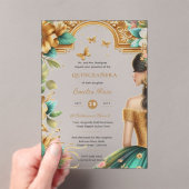 キンセアニラ金ゴールドエメラルドグリーンバラドレスクリン アクリル招待状 (インサイチュ (ポータブル))