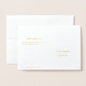 キンセアニラ金ゴールドパーソナライズされた招待状 箔カード (裏面封筒付き)