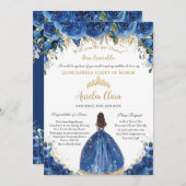 キンセアニラ金ゴールド王室のブルーフローラダマリクエスト 招待状 (正面/裏面)