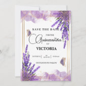 キンセアニラ金ゴールド紫ラベンダーフローラ蝶 セーブザデート (正面)