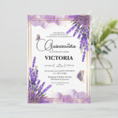 キンセアニラ金ゴールド紫ラベンダーフローラ蝶 招待状 (スタンド正面)