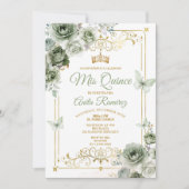 キンセアニラ金ゴールド&セージグリーンメキシカンバタフライ 招待状 (正面)