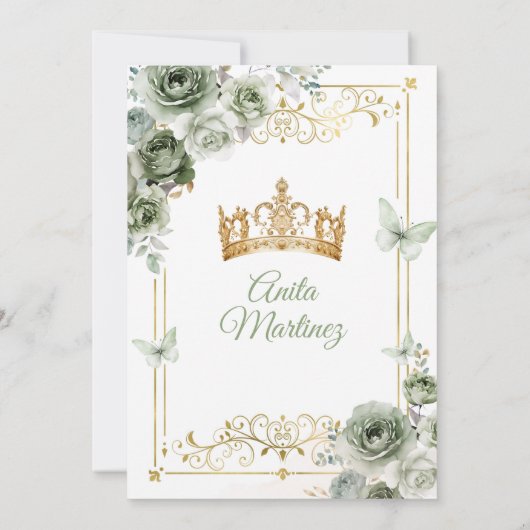 キンセアニラ金ゴールド&セージグリーンメキシカンバタフライ 招待状 (裏面)