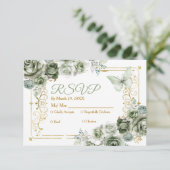 キンセアニラ金ゴールド&セージグリーンメキシコRsvpカード サンキューカード (スタンド正面)