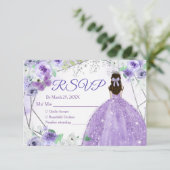 キンセアニラ15アノスシルバー&パープルRSVPカード サンキューカード (スタンド正面)