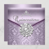 キンセアニラ15バースデーパーティードマスク薄紫 招待状 (正面/裏面)