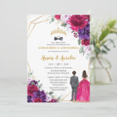 キンセアニラ15明るい赤紫色パープル薄紫フローラ双子 招待状 (スタンド正面)