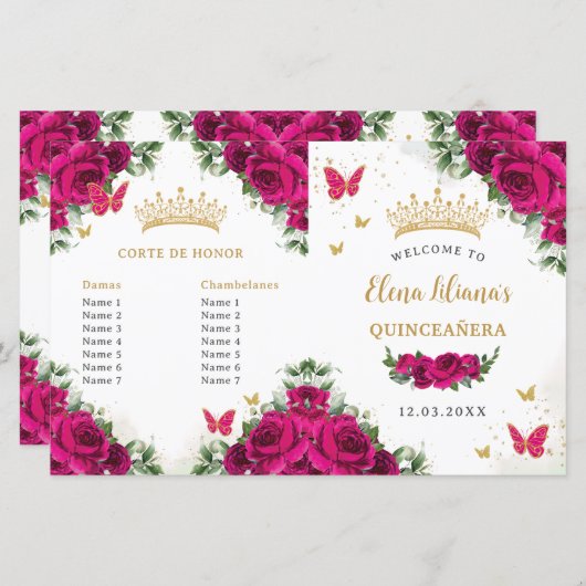 キンセアニラ15明るい赤紫色ピンクフローラ金ゴールドプログラム (正面/裏面)