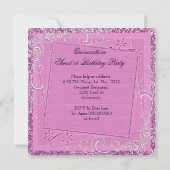 キンセアニラ15誕生日かわいらしピンクホワイトシルバー 招待状 (裏面)