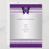 キンセアニラ15誕生日パープルホワイトレース写真 招待状 (裏面)