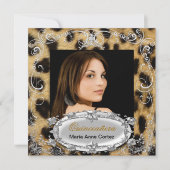 キンセアニラ15誕生日ヒョウ黒褐色 招待状 (正面)