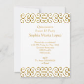 キンセアニラ15誕生日金ゴールドピンクレース写真 招待状 (裏面)