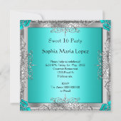 キンセアニラ15thバースデーパーティーティール(緑がかった色)シルバーティアラ 招待状 (裏面)