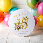 キンセアニラ15thバースデーパーティーフローラ金ゴールド ラウンドシール