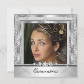 キンセアニラ15thバースデーパーティーホワイトシルバーティアラ 招待状 (正面)