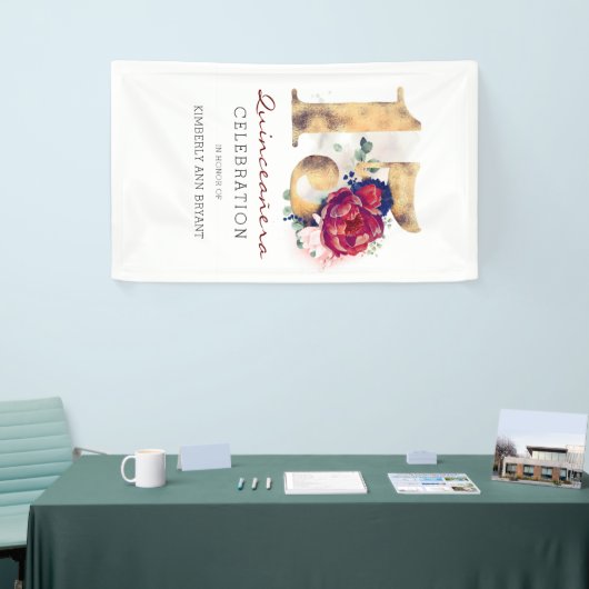 キンセアニラ15thバースデーパーティーBurgundy Red Navy 横断幕 (トレードショー)