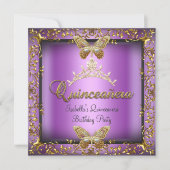 キンセアニラ15thピンクパープル金ゴールド蝶 招待状 (正面)