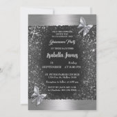 キンセアニラ15th誕生日ブラックシルバーフォイルシック 招待状 (裏面)