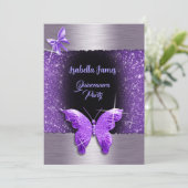 キンセアニラ15th誕生日ブラックパープルフォイルラグジュアリー 招待状 (スタンド正面)