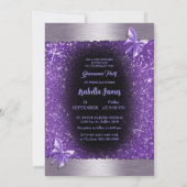キンセアニラ15th誕生日ブラックパープルフォイルラグジュアリー 招待状 (裏面)
