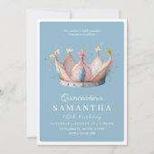 キンセアニラ16ブルー王室のフローラ金ゴールドクラウン 招待状 (正面)