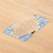 キンセアニラ16ベビーブルーフローラプリンセスシルバー アクリル招待状 (レイダウン)