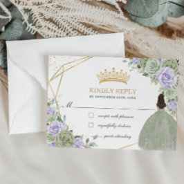 キンセアニラ16誕生日セージグリーンラベンダーフローラ 出欠カード