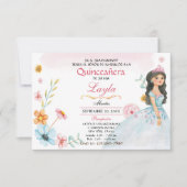 キンセアニラ・エレガンテ： Mis Quince Invitaciones Rosa 出欠カード (正面)