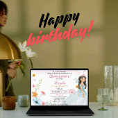 キンセアニラ・エレガンテ： Mis Quince Invitaciones Rosa 出欠カード