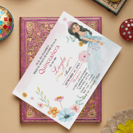 キンセアニラ・エレガンテ: Mis Quince Invitaciones Rosa 招待状