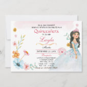キンセアニラ・エレガンテ： Mis Quince Invitaciones Rosa 招待状 (正面)