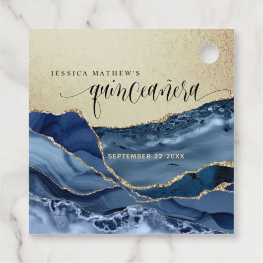 キンセアニラ、エレガント金ゴールド、ブルーアゲート フェイバータグ (裏面)