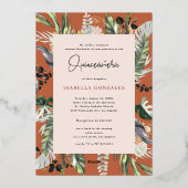 キンセアニラ |グリーンリー&テラコッタジャングル 箔招待状 (裏面)