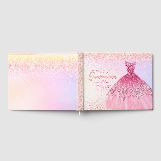 キンセアニラ、スパークルガウン、ピンクさくらんぼ グラデーション ゲストブック (全面)