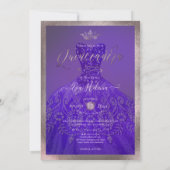 キンセアニラ、プリンセスグリッターパープルバイオレットガウン 招待状 (裏面)